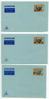 Denmark 1960's-70's 3 Different Mint Surcharged Hans Christian Andersen Aerogrammes - Postwaardestukken