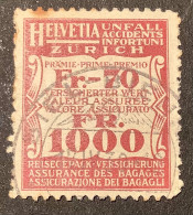 Schweiz 1930 „HELVETIA ZÜRICH UNFALL REISEGEPÄCK VERSICHERUNG 0,70“ Stpl BIEL (cinderella Insurance Stamp Assurance - Fiscales