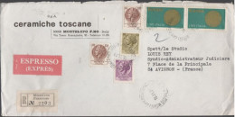 ITALIA - ITALY - ITALIE - 1971 - 2x 100 + 25 + 50 Siracusana + 2x 90 Europa Cept - Raccomandata Espresso - Ceramiche Tos - Posta Espressa/pneumatica