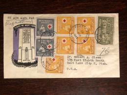 HAITI TRAVELLED COVER REGISTERED LETTER TO USA 1945 YEAR RED CROSS HEALTH MEDICINE STAMPS - Haïti