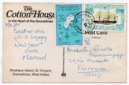 GRENADINES OF ST.VINCENT-WEST INDIES - MUSTIQUE ISLAND/COTTON HOUSE / THEMATIC STAMPS - MAP-SHIP - Saint Vincent E Grenadine
