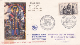 FDC--1956-- SAINT YVES --Patron Des Hommes De Loi....cachet  TREGUIER--22.............illustration Endommagée - 1950-1959