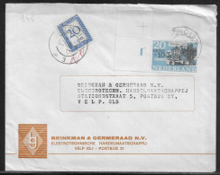 Netherlands. Stamp Sc. B400 And Postage Due Stamp J93 On Official Letter, Sent From Eindhoven On 10.10.1965 - Cartas & Documentos