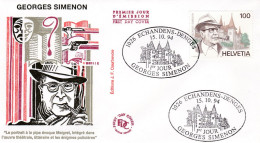 Suisse --FDC--1994 - Georges SIMENON  (écrivain)...........cachet  1026  ECHANDENS-DENGES - FDC