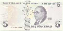 Turkey - 5 Lira - 2009 ( Prefix F = 2022 ) - P 222.f - Unc. - Serie F 046 - President Kemal Atatürk - Turquie