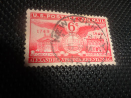 TIMBRE :  U.S. AIR MAIL  Poste Aérienne #C40 - Bicentenaire D'Alexandria, Virginie (1949) 6¢ - Usados