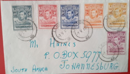 1951 BASUTOLAND .LERIBE CANCEL COVER WITH 6 STAMPS KGVI  UNCOMMON ITEM - 1933-1964 Colonia Británica