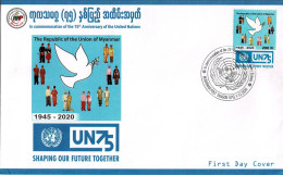 MYANMAR 2020 Mi 513 75th ANNIVERSARY OF THE UN FDC TYPE II - Myanmar (Birmanie 1948-...)