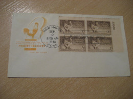 NEW HAVEN 1948 Poultry Industry Farming Volaille FDC Cancel Cover Bloc USA Farm Agriculture - Ferme