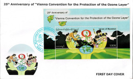 MYANMAR 2010 Mi BL 2 25th ANNIVERSARY OF PROTECTION OF THE OZONE LAYER FDC - Myanmar (Birmanie 1948-...)