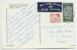 CANADA 4C+6C CARD AVION AIR MAIL QUEBEC 11.VI.1969 TO FRANCE - Brieven En Documenten