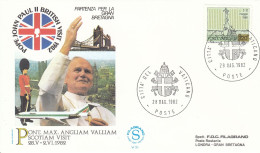 VATICAN Cover 2-126,popes Travel 1982 - Lettres & Documents
