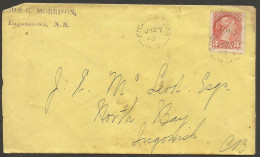 1895 Small Queen Cover 3c Split Ring Englishtown Nova Scotia NS To Ingonish South Bay - Postal History