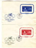 Jeux Olympiques - Rome 60 - Roumanie - 2 Lettres De 1960 - Oblit Bucuresti - Flamme Olympique - Valeur 65 Euros - Storia Postale