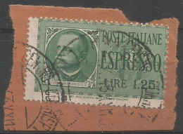 Regno D'Italia 1932 Espresso #15 Usato Su Frammento Del 7/1943 - Bella Varietà Di Dentellatura Spostata Diagonalmente - Correo Urgente