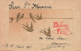 FÊTES ET VOEUX - Bonne Fête - Oiseaux Sur Le Fil éléctrique - Vive Ste Marie - Carte Postale Ancienne - Other & Unclassified