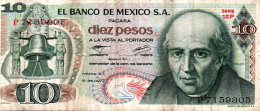 MEXIQUE Billet Banque Banknote 10 PESOS - Mexico