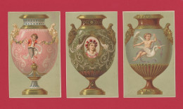 Superbe Série De 6 Chromos, Vases Anciens & Angelots, Cupidons Cupids, Imprimeur à Identifier, Beau Graphisme - Autres & Non Classés