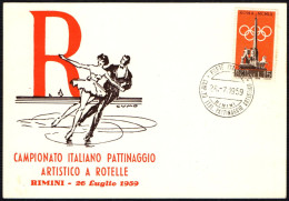 SKATING - ITALIA RIMINI 1959 - CAMPIONATO ITALIANO PATTINAGGIO ARTISTICO A ROTELLE - CARTOLINA UFFICIALE - M - Patinage Artistique