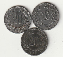 20  HELLER 1916+1917+1918  OOSTENRIJK /3412/ - Autriche