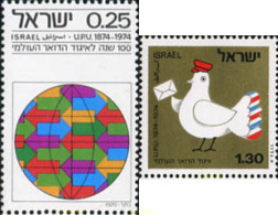 129147 MNH ISRAEL 1974 CENTENARIO DE LA UNION POSTAL UNIVERSAL - Ungebraucht (ohne Tabs)