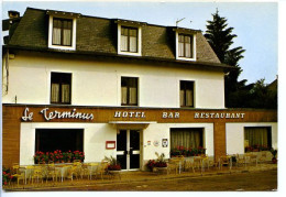 CPSM  10.5 X 15 Vosges  LE THILLOT Hotel Terminus Alt 500m A 15 Km Des Pistes De Ski Tel (29) 61 00 37 - Le Thillot