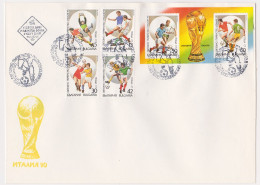 1989 - Football World Cup, Italy-90   4v.+S/S Perf. – FDC Bulgaria / Bulgarie - FDC