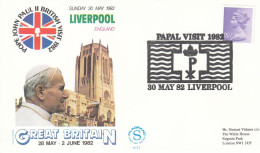 GREAT BRITAIN Cover 2-130,popes Travel 1982 - Brieven En Documenten