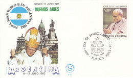 ARGENTINA Cover 2-136,popes Travel 1982 - Papes