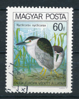 Timbre : MAGYAR POSTA, HONGRIE, 1980, Oiseaux, Nycticorax Nycticorax, Héron Bihoreau Gris, Oblitéré - Picotenazas & Aves Zancudas