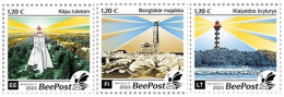 Finland Estonia Lithuania 2023 Famous Lighthouses Of The Baltic Beepost Definitives Set Of 3 Stamps MNH - Nuevos