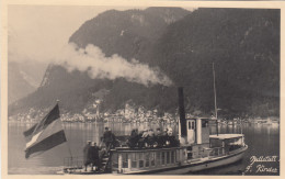 E2424) HALLSTATT - F. Kinder - Tolle FOTO AK - Mit DAMPFER U. Personen U. Fahne Auf Boot ALT! - Hallstatt