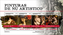 Guinea Bissau 2023, Art, Nude, Tiger, Parrot, Mythology, Durer, 4val In BF - Grabados