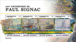 Guinea Bissau 2023, Art, Signac, Boat, Mulin, 4val In BF - Mühlen