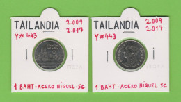 TAILANDIA  1 BAHT  2.009-2.017 ACERO-NIQUEL  Y#443  SC/UNC   T-DL-13.571 - Thaïlande