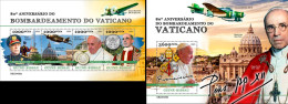 Guinea Bissau 2023, WWII, Vatican Bombing, Pope Francis, Pius X, Plane, 4val In BF +BF - Papes