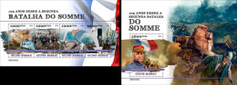 Guinea Bissau 2023, WWI, 2nd Battle Of Somme, Uniform, Tank, 4val In BF +BF - Andere (Aarde)