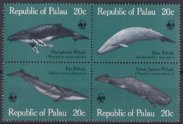 F-EX47451 PALAU MNH 1983 WWF SEA MARINE LIFE WILDLIFE WHALE FISH BLOCK.  - Baleines