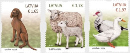 Latvia Lettland Lettonie 2024 Fauna Home Pets Agriculture Set Of 3 Stamps MNH - Ferme