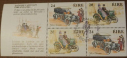 Ireland 1989 Automobiles 4v, Booklet Pane, Oblitere-  Transport - Automobiles - Art - Fashion - Gebruikt