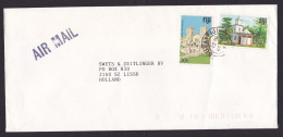 Fiji: Airmail Cover To Netherlands, 1991, 2 Stamps, Church, Shiva Temple, Architecture, Religion (minor Crease) - Fidji (1970-...)