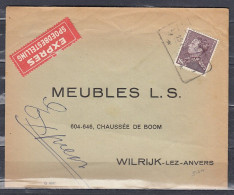 Expres Brief Van Liege Guill Telegraafstempel Naar Wilrijk - 1936-1951 Poortman