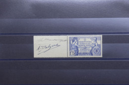 FRANCE - N° 357 * Signé Par Le Graveur G. BARLANGUE Sur Le Bord De Feuille - Rare - A 830 - Unused Stamps