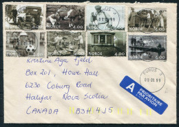 1999 Norway "Pictures Of Everyday Life" Set Of 8 Used On Priority Airmail Cover Forus - Halifax, Nova Scotia, Canada - Briefe U. Dokumente