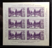 USA 1934 PHILATELIC EXPO 3c IMPERF Sheet Of 6 MNH - Neufs