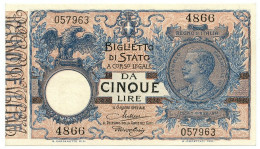 5 LIRE BIGLIETTO DI STATO VITTORIO EMANUELE III FLOREALE 24/02/1922 SUP - Regno D'Italia – Autres