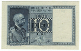 10 LIRE BIGLIETTO DI STATO VITTORIO EMANUELE III FASCIO 1939 XVIII SUP+ - Regno D'Italia – Other