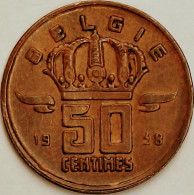 Belgium - 50 Centimes 1958, KM# 149.1 (#3096) - 50 Centimes