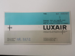 Ticket Luxair 1965 - Storia Postale