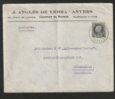 Montenez OCB 211 Op Brief Van ANTWERPEN Naar DUSSELDORF - 1922 - 1921-1925 Montenez Pequeño
